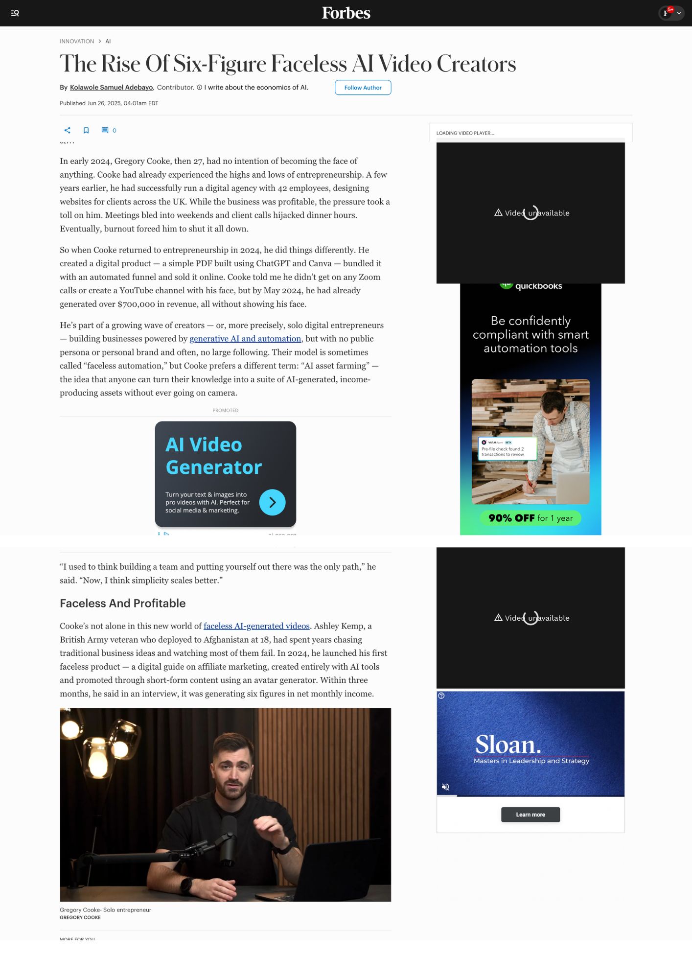 Forbes feature on Gregory Cooke