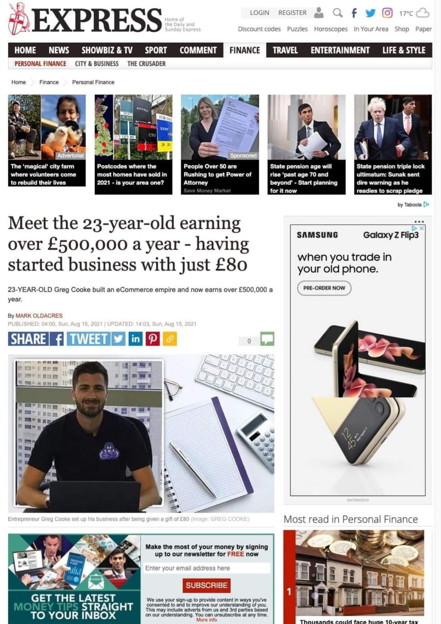 Express feature on Gregory Cooke