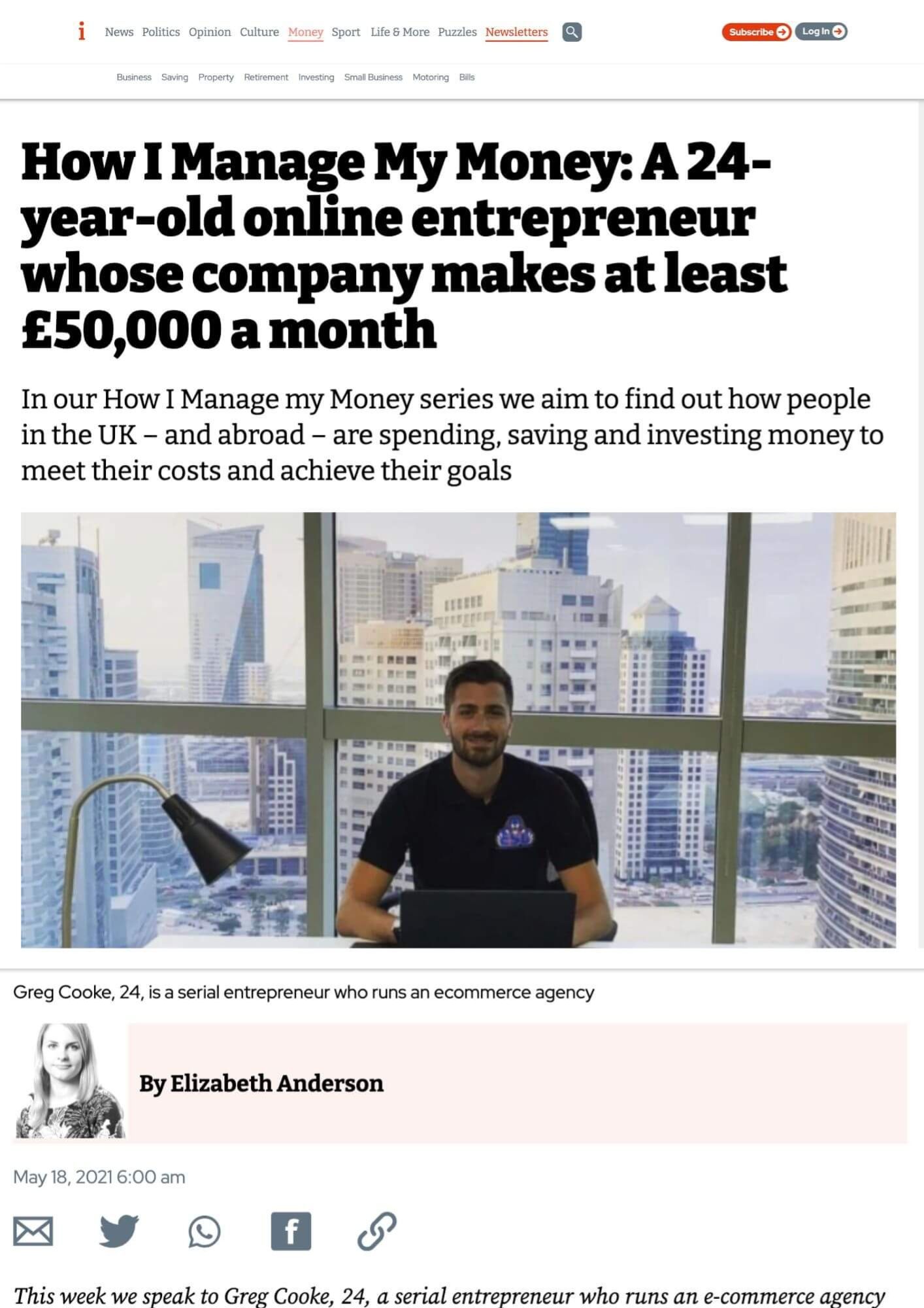The Independent feature on Gregory Cooke